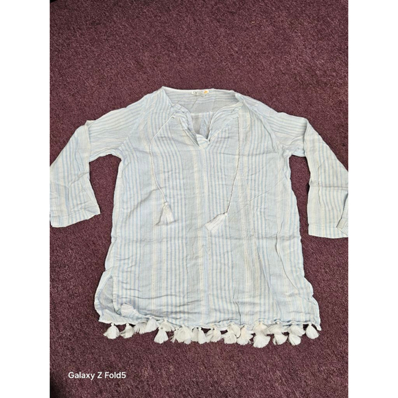 C&C California Tops - Women's C&C California Striped Tunic L White Blue